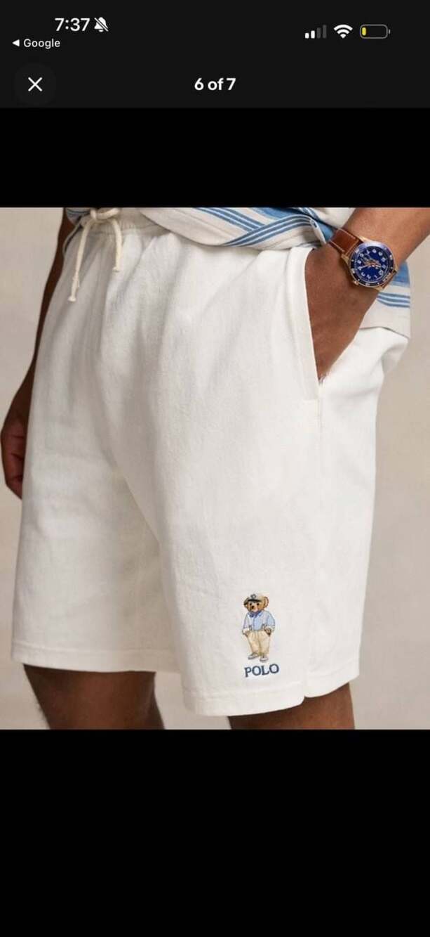 Polo Ralph Lauren Men's White Polo Bear Jersey Knit Drawstring Shorts